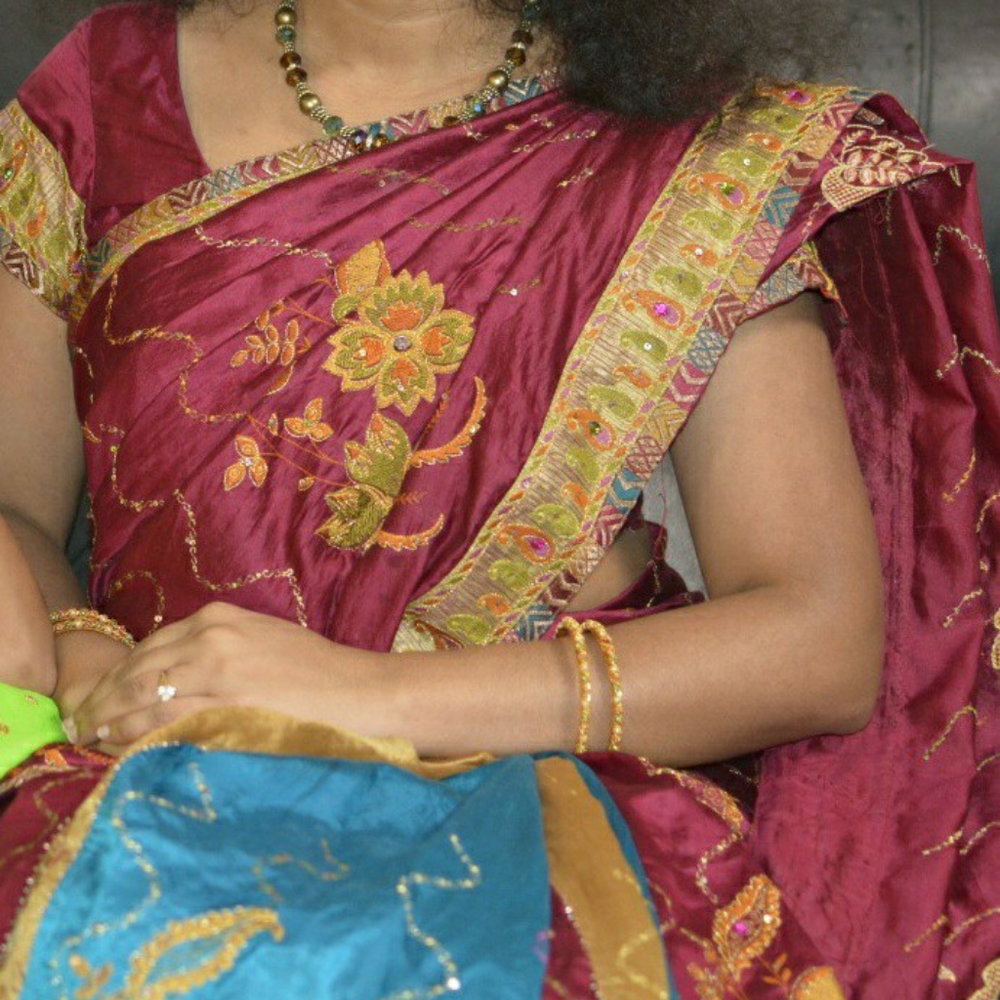 Pure silk multi color  partywear designer saree